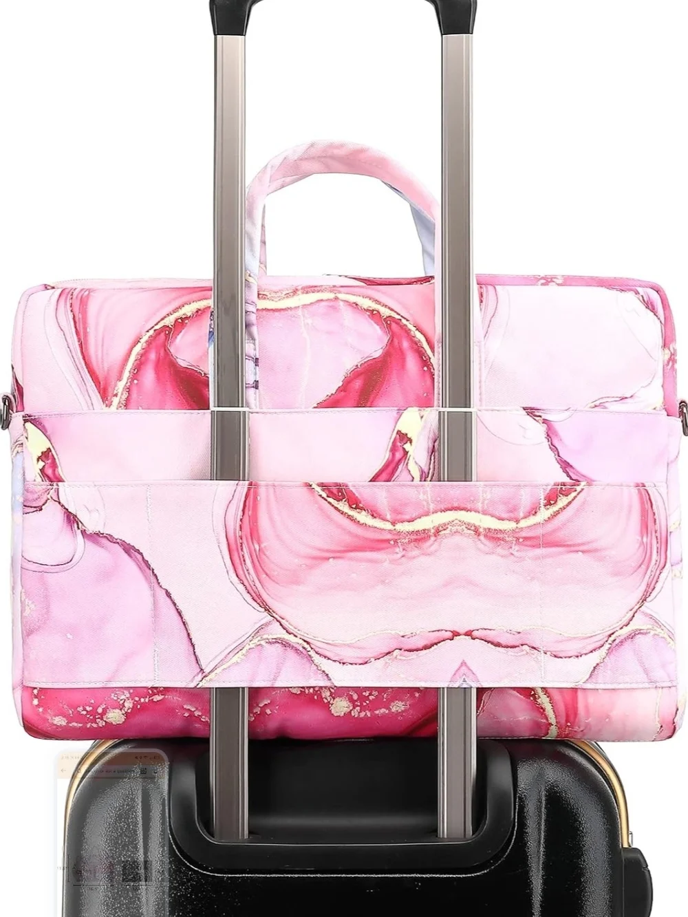 Pink Marble Travel Tote Bag with Removable Strap
